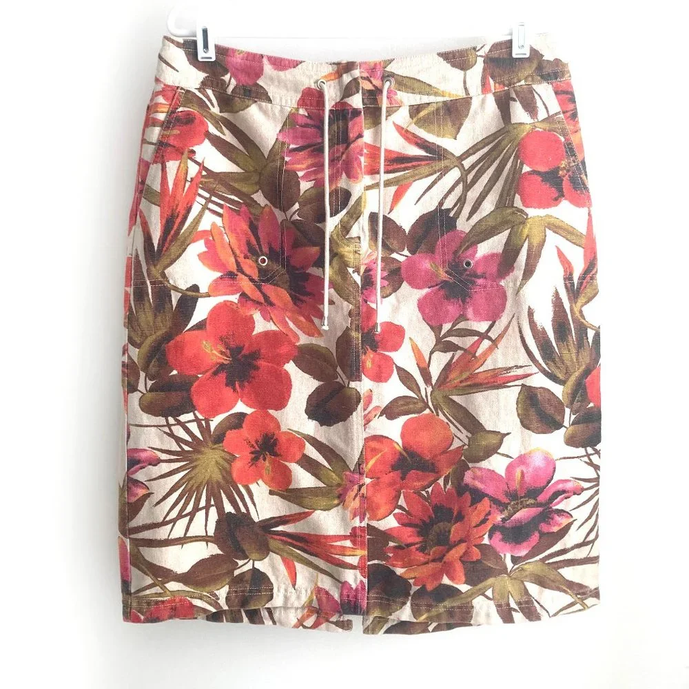 Chico's Linen-Blend Floral Skirt - Picture 1 of 10